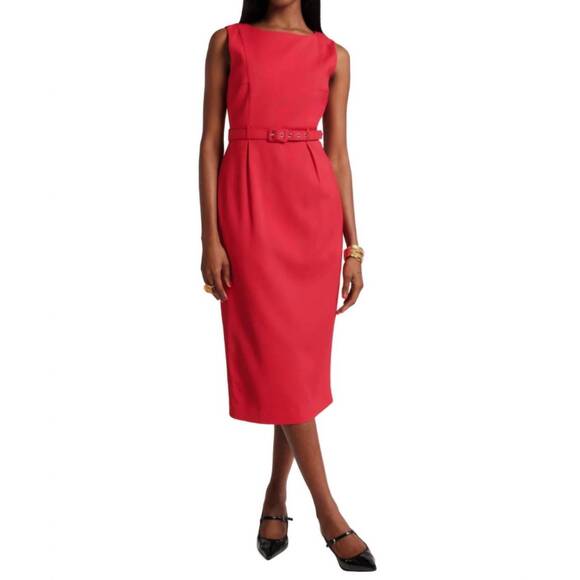 NEW FRANCES VALENTINE audrey belted midi dress in red - cruiseboatoman.com